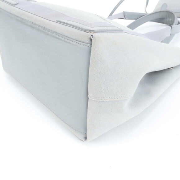 Balenciaga Navy Cabas 581292 Leather Canvas Tote Bag Shoulder Handbag Gray Wo... - Picture 5 of 11